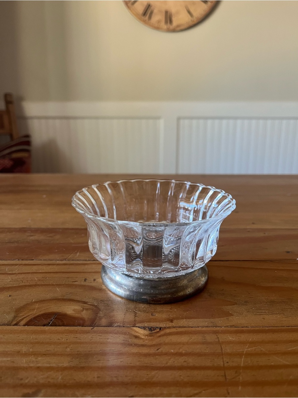 Vintage KIG Indonesia Glass and Silver Plate Footed Candy Bowl